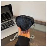 Fashion Sequin Mini Heart Chain Crossbody Bag - Image 9