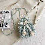 Wholesale Women Fashion Cute Small Handmade Pearl Square Crossbody Bag - Image 9