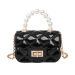 Wholesale Women Elegant Mini Flap Buckle Design Pearl Decoration Solid Color PU Crossbody Bag - Image 10