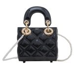 Wholesale Women Fashion Mini Diamond Pvc Square Pearl Chain Crossbody Bag - Image 8