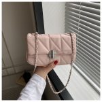 Wholesale Women Fashion Solid Color Diamond Flap Square Chain Crossbody Bag - Image 9