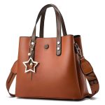 Wholesale Women Fashion Simple Solid Color Large Capacity Star Pendant Bucket Handbag - Image 5