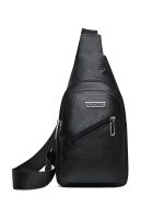 Men Fashion Casual Solid Color Soft Leather Business Chest Bag - Image 9