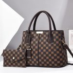 Wholesale Women Fashion Casual Rhombus Printed Large Capacity Handbag Two-Piece Set - Image 5