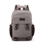 Men Leisure Sports Commuter Solid Color Canvas Backpacks Bag - Image 9