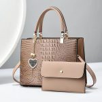 Wholesale Women Fashion Bright Leather Bag Crocodile Stone Pattern Large Capacity Handbag Set - Image 6