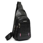 Wholesale Men Fashion Casual Commuter PU Double Layer Chest Bag - Image 9