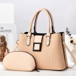 Women Fashion Simple Solid Color Bag Large Capacity Handbag Two-Piece Set - Image 2