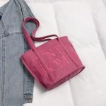 Wholesale Women Fashion Casual Solid Color Letter Embroidery Large Capacity Linen Jute Bags - Image 9