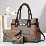 Wholesale Women Fashion Casual Bag Stitching Large-Capacity Handbag Three-Piece Set - Image 5