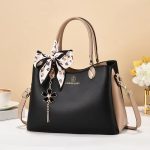 Wholesale Women Fashion Casual Contrast Color Ribbon Pendant Handbag Bag - Image 5