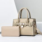 Wholesale Women Fashion Casual Solid Color Bag Stone Pattern Large Capacityhandbag Set - Image 5