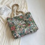 Wholesale Women Fashion Casual Large Capacity Floral Printed Canvas Tote Bag - Image 7