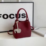 Women Fashion Casual Solid Color Litchi Pattern Bucket Handbag - Image 8