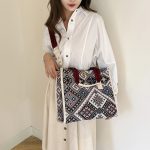 Wholesale Women Fashion Large Capacity Canvas Color Block Square Tote Bag - Image 5