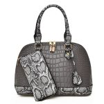 Women Fashion Casual Crocodile Pattern Handbag Two-Piece Bag - Image 5