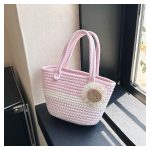 Wholesale Summer Women Casual Vacation Straw Woven Bow Floral Handbag - Image 8