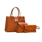 Wholesale Women Fashion Casual Solid Color Bag Stone Pattern Handbag Three-Piece Set - Image 7