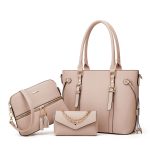Women Fashion Casual Solid Color Bag Large Capacity Three-Piece Set Handbag - Image 7