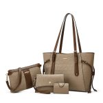 Wholesale Women Fashion Simple Contrast Color Large Capacity Handbag 4piece Set - Image 7