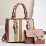 Wholesale Women Fashion Casual Color Block Large Capacity 3-Piece Set Handbag - Image 5