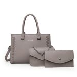 Wholesale Women Fashion Casual Solid Color Litchi Pattern Handbag Three-Piece Bag Set - Image 8