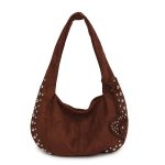 Wholesale Women Fashion Solid Color Rivet Large Capacity Shoulder Bag - Image 9