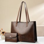 Wholesale Women Fashion Simple Pu Tote Bag Two-Piece Bag Set - Image 7
