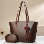 Wholesale Women Fashion Casual Solid Color Tote Bag Two-Piece Bag Set - Image 6