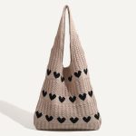 Wholesale Women Fashion Casual Knitted Love Large Capacity Shoulder Bag