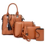 Women Fashion Casual Simple Stitching Solid Color Handbag Four-Piece Bag Set - Image 9