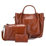 Women Fashion Casual Solid Color Handbag Three-Piece Bag Set - Image 3