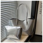 Wholesale Women Fashion Casual Solid Color Tote Bag Two-Piece Bag Set - Image 8