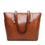 Wholesale Fashion Women Vintage Oil Wax Leather Large Capacity Tote Bag - Image 12