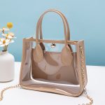 Wholesale Women Fashion Casual Transparent Pvc With Leather Chain Shoulder Bag - Image 7