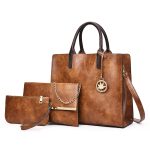 Wholesale Women Fashion Casual Solid Color Handbag Three-Piece Bag Set - Image 6