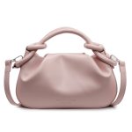Women Fashion Simple Solid Color Pleated Portable Shoulder Bag - Image 4