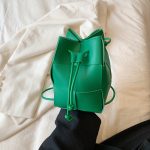 Wholesale Women Fashion Solid Color Woven Pu Bucket Shoulder Bag - Image 9