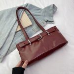 Wholesale Women Fashion Casual Simple Solid Color Belt Buckle Shoulder Bag - Image 9