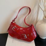Wholesale Women Fashion Casual Solid Color Belt Baguette Shoulder Bag - Image 9