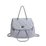 Wholesale Women Fashion Casual Solid Color Rhombus Chain Backpack - Image 9