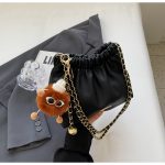 Wholesale Women Fashion Casual Solid Color Chain Plush Pendant Shoulder Bag - Image 8
