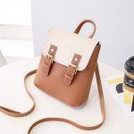 Wholesale Women Fashion Casual Contrast Color Double Buckle Backpack - Image 8