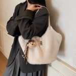 Wholesale Women Fashion Casual Autumn And Winter Plush Large Capacity Pendant Shoulder Bag - Image 9