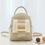 Women Fashion Casual Color Block Metal Buckle Backpack - Image 3