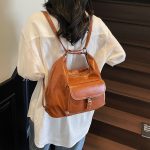 Women Fashion Retro Casual Solid Color Large Capacity Multifunctional Shoulder Bag - Image 9