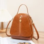 Wholesale Women Fashion Casual Solid Color Oil Wax Leather Backpack - Image 9