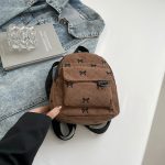 Women Fashion Corduroy Bowknot Printed Mini Backpack - Image 9