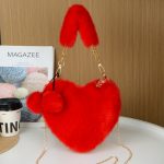 Wholesale Women Fashion Casual Solid Color Plush Heart-Shaped Large Capacity Handbag - Image 4
