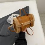 Wholesale Fashion Plush Stitching Shoulder Bag